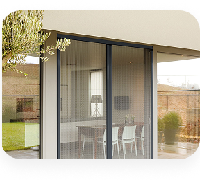 Modern house exterior with sliding doors